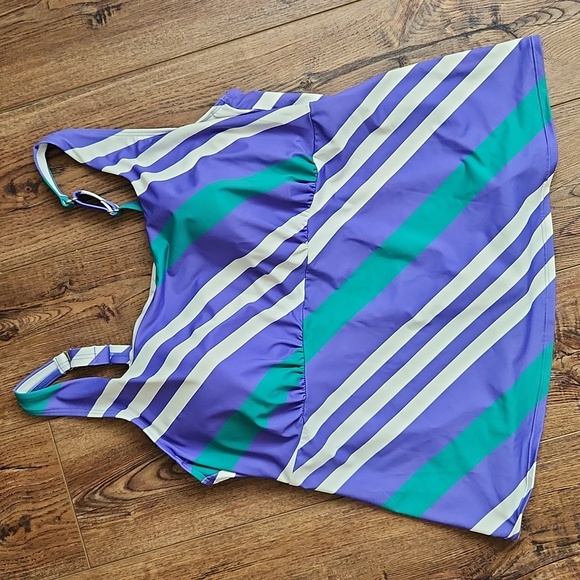Lands End Plus Striped Tankini,  Bottoms, and Skirted Bottom 3 Pc Set EUC 🏖 - Picture 3 of 15